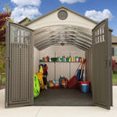 D 8 ft. x 20 ft. Plastic Outdoor Storage Shed – Double Doors, Lockable, Water-Resistant & UV-Protected