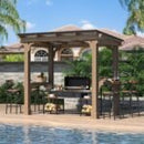 Veikous D Wooden Grill Gazebo Outdoor with Steel Roof – Mk Barz