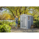 Keter Manor 4 ft. x 6 ft. Vertical Resin Outdoor Storage Shed – Weather-Resistant, UV-Protected, Lockable, Compact Tool & Garden Shed