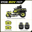 RYOBI 80V HP Brushless 42 in. Battery Electric Cordless Zero Turn Riding Mower Batteries and Charger 80V Batteries 40V - Seakundi