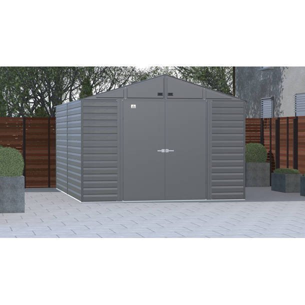 D 8 ft. x 20 ft. Plastic Outdoor Storage Shed – Double Doors, Lockable, Water-Resistant & UV-Protected