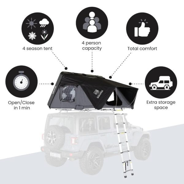 iKamper Skycamp 3.0 Roof Top Tent – 4-Person Hard Shell Camping Adventure