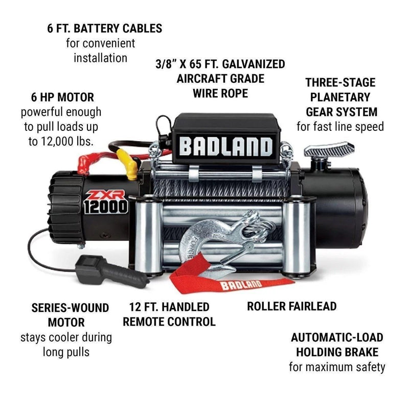 Badland Zxr 12,000 lb. Winch with Wire Rope – Bitz & Buttons