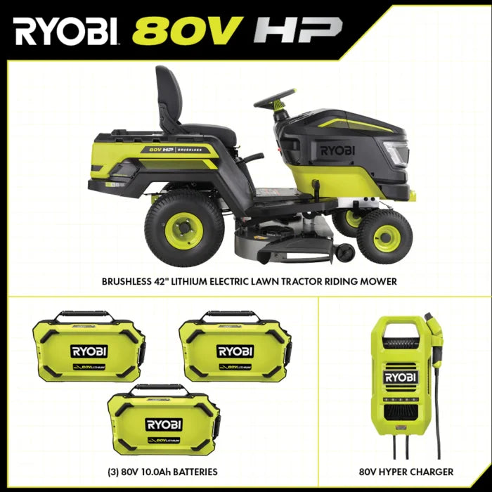 Brushless 80V Hp 46-Inch Cordless Lawn Tractor Battery Powered - Seakundi