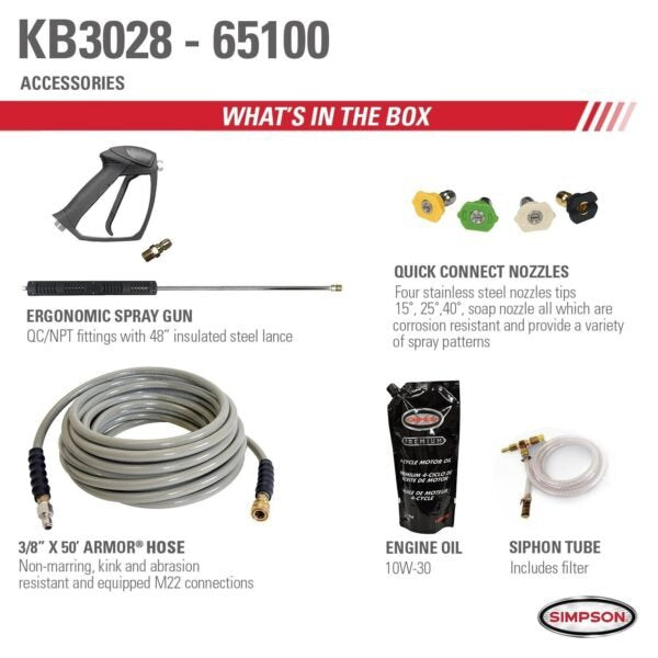 Simpson KB3028 Brute Series 3000 PSI 2.8 GPM Briggs and ; Stratton Intek 1100 CAT Pump Hot Water Pressure Washer New – Bitz & Buttons