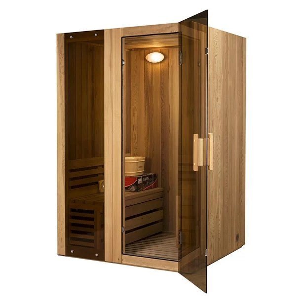 ALEKO StI2ced Cedar Indoor Wet Dry Sauna Steam Room, 3 kW Harvia KIP Heater, 2 Person - Fllorez