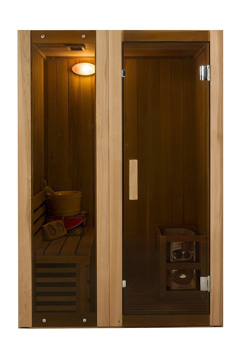 ALEKO StI2ced Cedar Indoor Wet Dry Sauna Steam Room, 3 kW Harvia KIP Heater, 2 Person - Fllorez