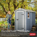 Keter Manor 4 ft. x 6 ft. Vertical Resin Outdoor Storage Shed – Weather-Resistant, UV-Protected, Lockable, Compact Tool & Garden Shed