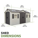 Lifetime 15 ft. x 8 ft. Dual Entry Outdoor Storage Shed – Heavy-Duty HDPE, Steel-Reinforced, Lockable, UV & Water Resistant