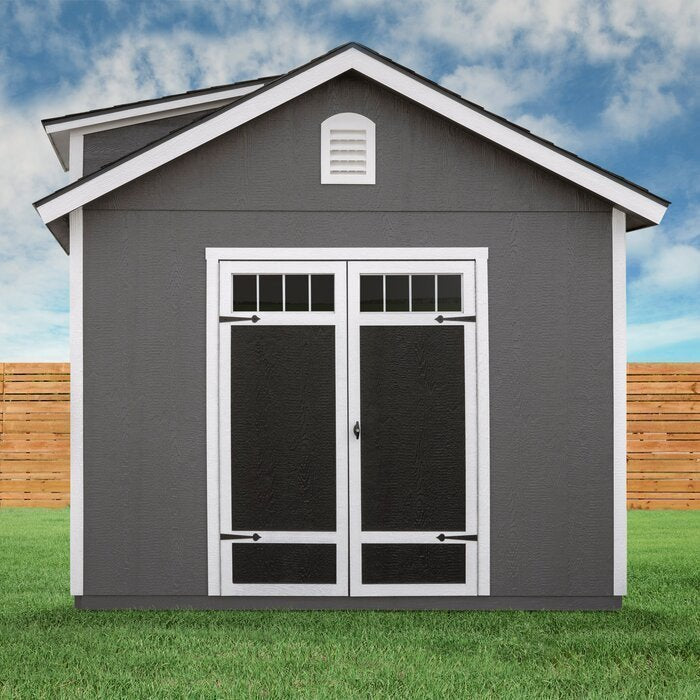 Handy Home Windemere 10 ft. x 12 ft. Wooden Storage Shed – Premium Solid Wood, Lockable Double Doors, Pressure-Treated, Water-Resistant