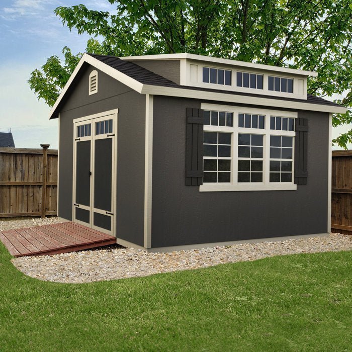 Handy Home Windemere 10 ft. x 12 ft. Wooden Storage Shed – Premium Solid Wood, Lockable Double Doors, Pressure-Treated, Water-Resistant