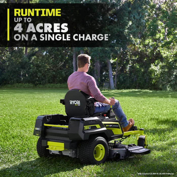 80V Max HP Lithium 54" Brushless Electric Zero Turn Lawn Mower - Seakundi