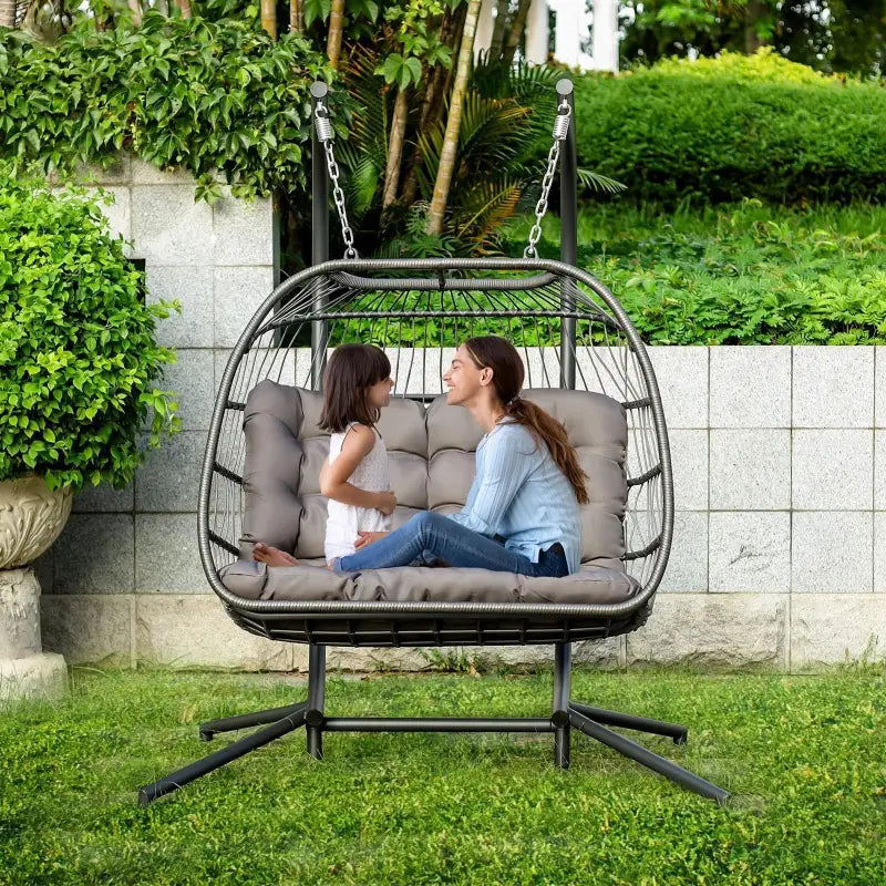 Brafab Luxury X-Large Double Egg Swing Chair 2 Person Hanging Chair Hand Made Rattan Wicker Hammock Chair – Bitz & Buttons