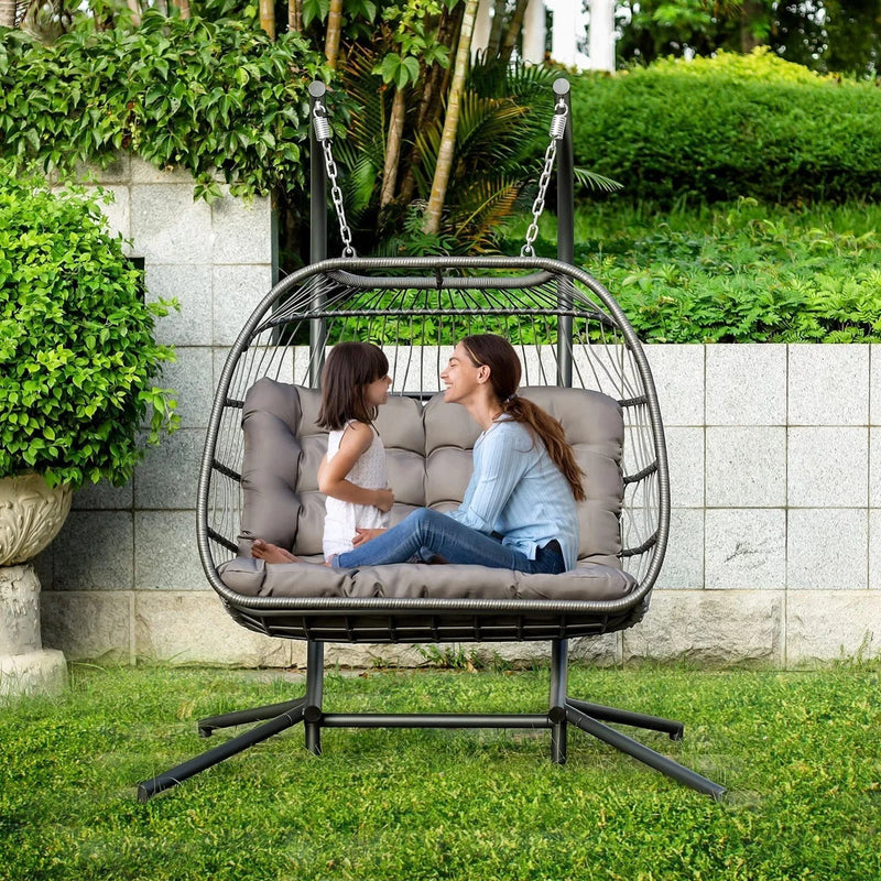 Brafab Luxury X-Large Double Egg Swing Chair 2 Person Hanging Chair Hand Made Rattan Wicker Hammock Chair – Bitz & Buttons