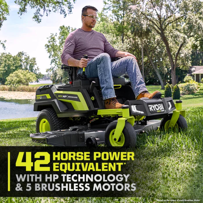 80V Max HP Lithium 54" Brushless Electric Zero Turn Lawn Mower - Seakundi