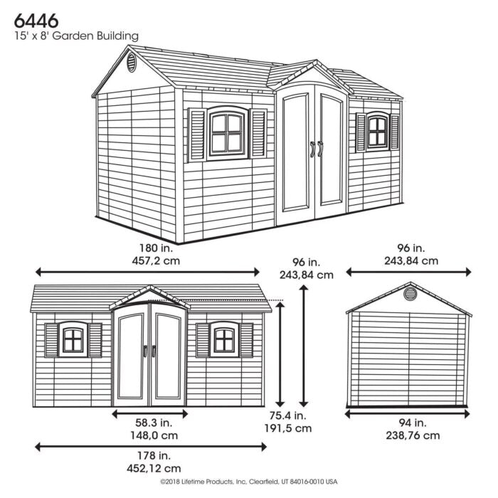 Lifetime 15 ft. x 8 ft. Outdoor Garden Storage Shed – Double Doors, Skylights, HDPE Resin, Steel-Reinforced, Weather-Resistant